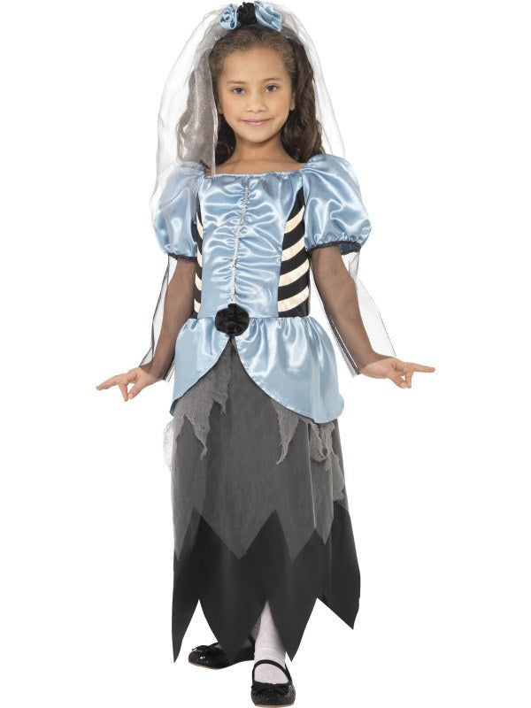 Girls Gothic Zombie Bride Scary Undead Halloween Costume