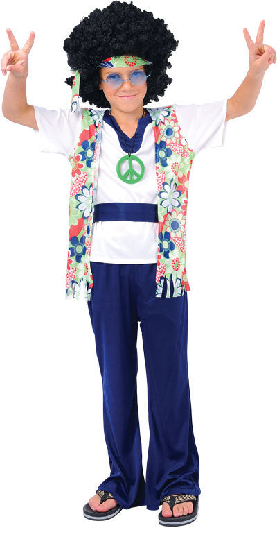 Boys 1960s Hippie Dude Retro Fancy Dress Costume