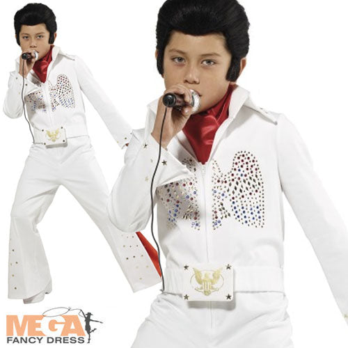 Boys Elvis American Eagle 1950s Rock n Roll King Singer Fancy Dress Costume