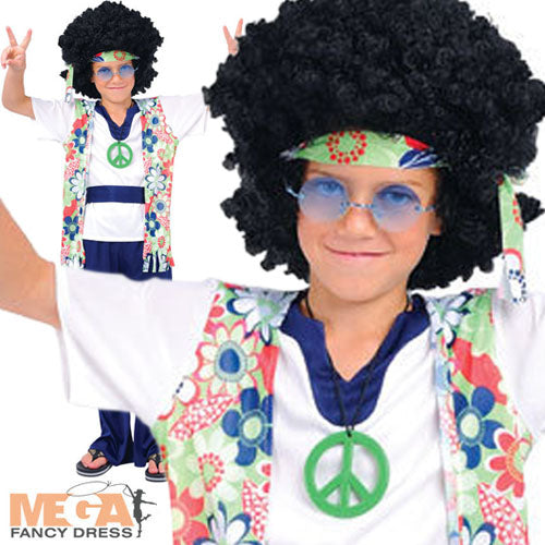 Boys 1960s Hippie Dude Retro Fancy Dress Costume