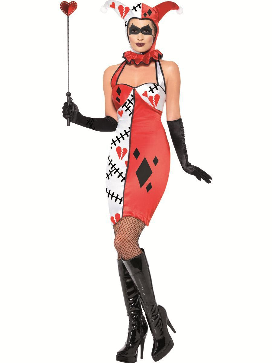 Ladies Circus Cirque Sinister Jester of Broken Hearts Costume