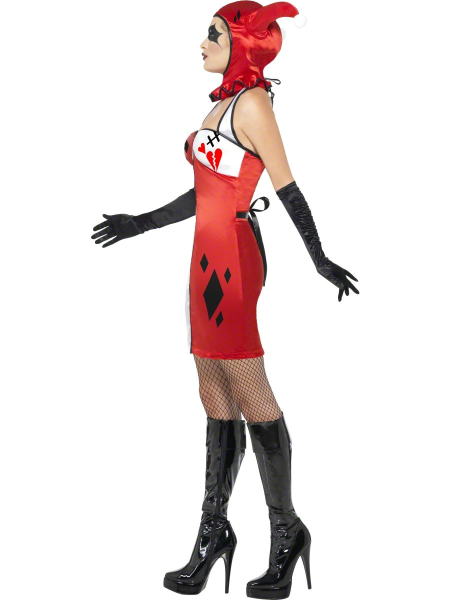 Ladies Circus Cirque Sinister Jester of Broken Hearts Costume