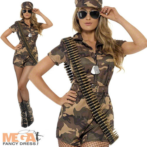 Military Sexy Army Girl Fancy Dress Costume