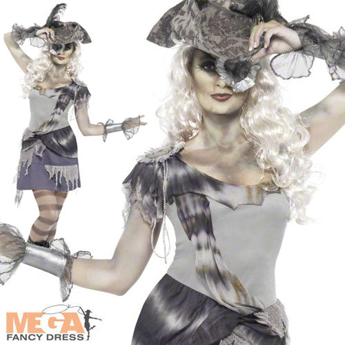 Ladies Halloween Zombie Ghost Pirate Fancy Dress Costume