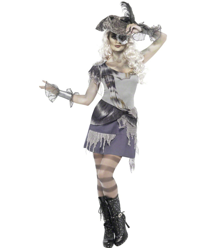 Ladies Halloween Zombie Ghost Pirate Fancy Dress Costume