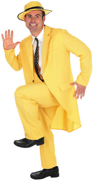 Mens Yellow Zoot Suit Fancy Dress Gangster Costume