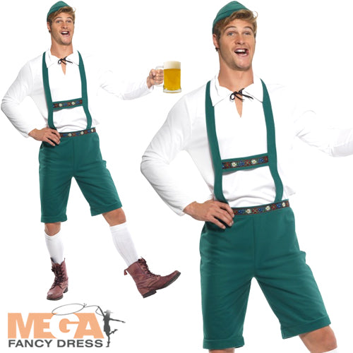 Men's Oktoberfest Bavarian German Beer Man Lederhosen Fancy Dress Costume