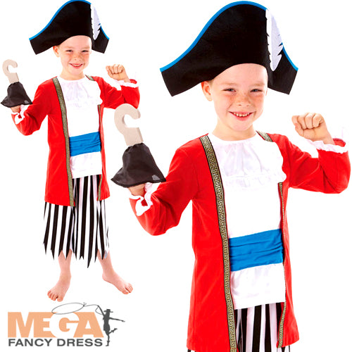 Boys Pirate Captain Caribbean Buccaneer Book Day Fancy Dress Costume