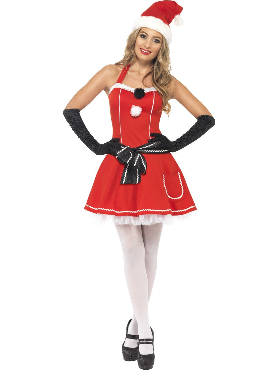 Ladies Miss Santa Claus Festive Christmas Costume + Hat