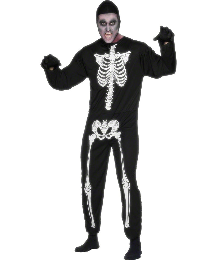 Men's Hooded Skeleton Jumpsuit Halloween Costume