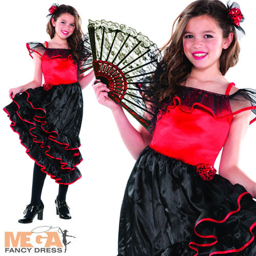 Girls Spanish Flamenco Dancer Costume