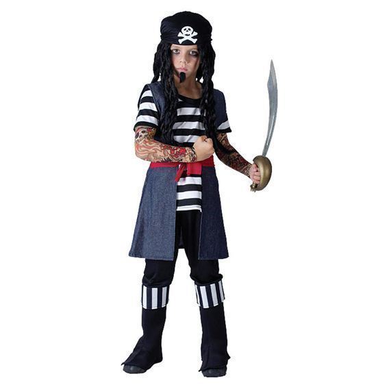 Boys Book Week Tattoo Pirate Fancy Dress Costume