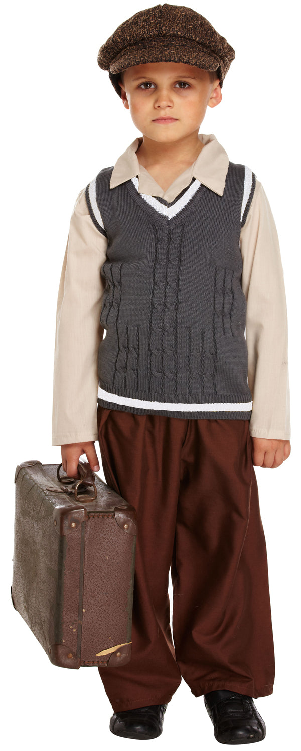 Kids WW2 Evacuee Boy Historical Wartime Costume