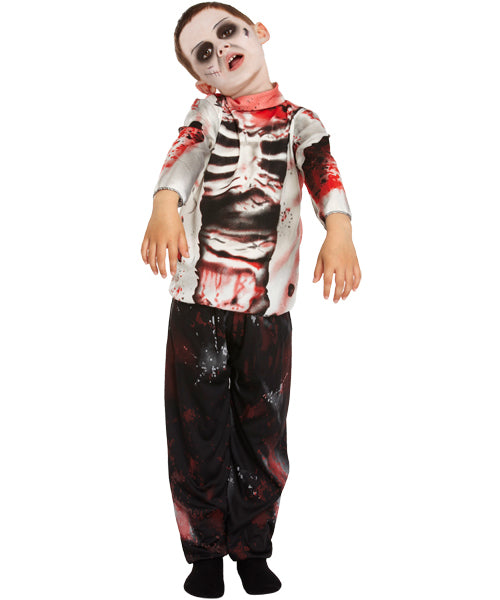 Boys Zombie Skeleton Fancy Dress Halloween Horror Costume