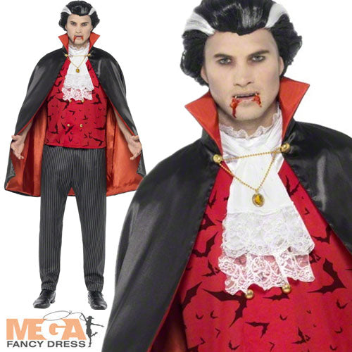 Men's Warlord Vampire Halloween Dracula Costume + Cape