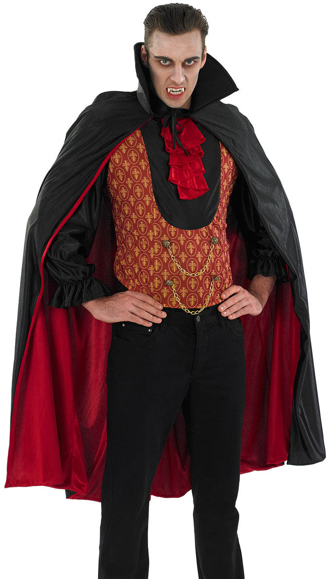 Mens Count Dracula Halloween Vampire Fancy Dress Costume + Cape