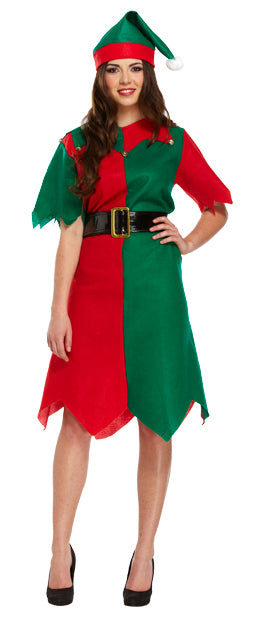 Ladies Elf Christmas Santa's Helper Fancy Dress Costume