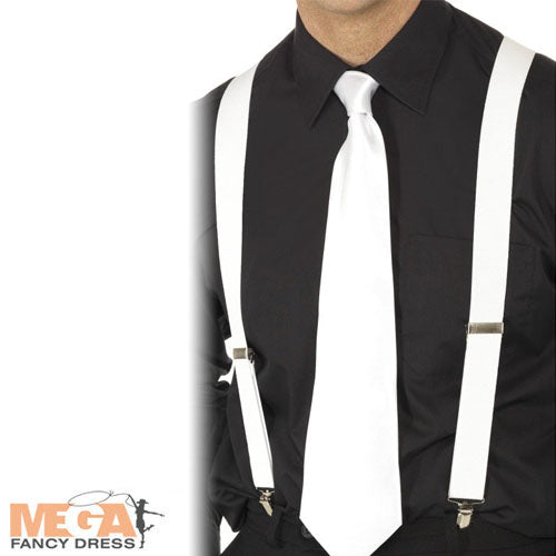 White Gangster 20s Braces Costume