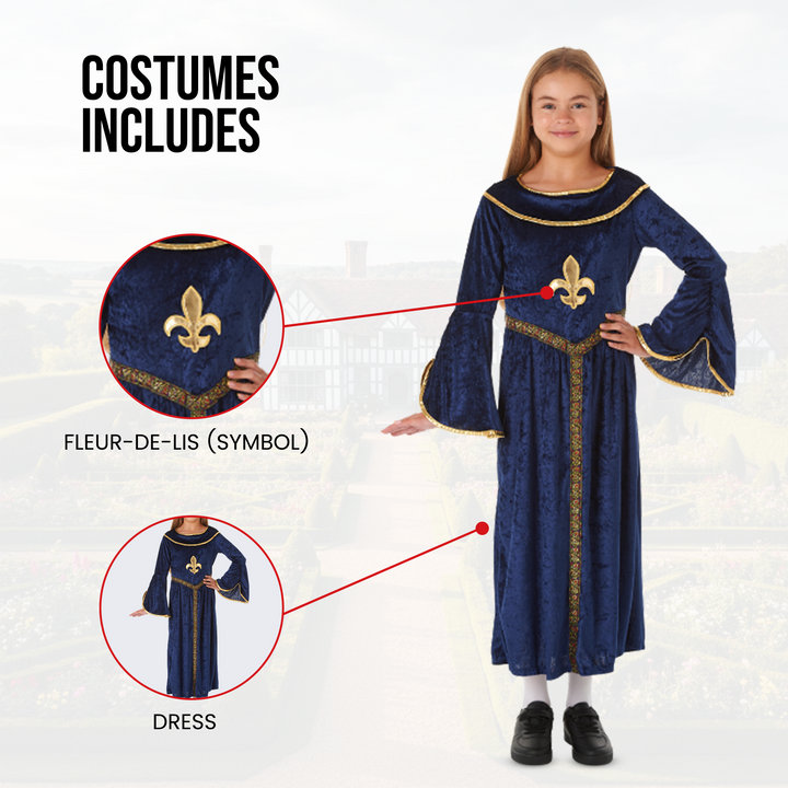 Blue Tudor Girl Kids Historical Book Day Fancy Dress Costume