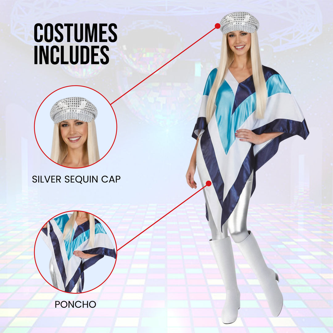 Ladies Disco Poncho 1970s Fancy Dress Costume
