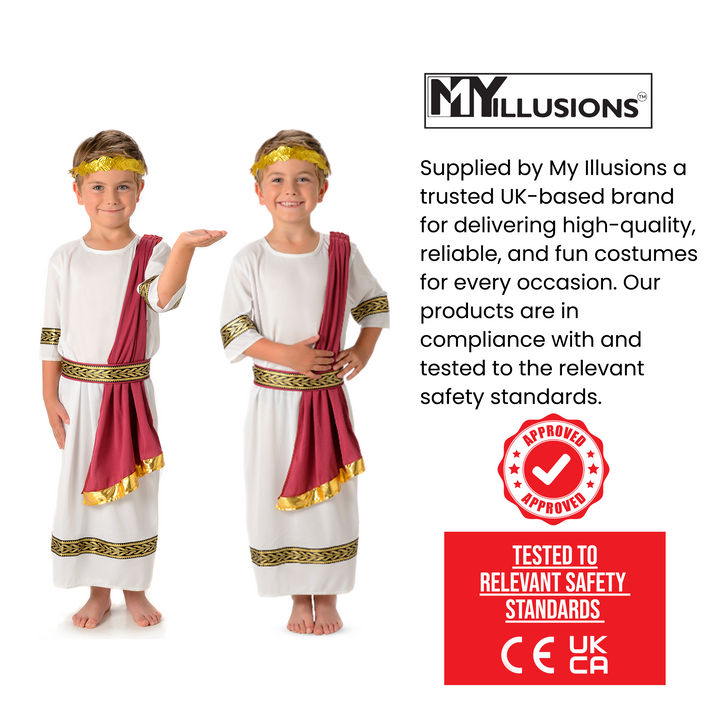 Imperial Roman Emperor Boys Fancy Dress Historical Costume