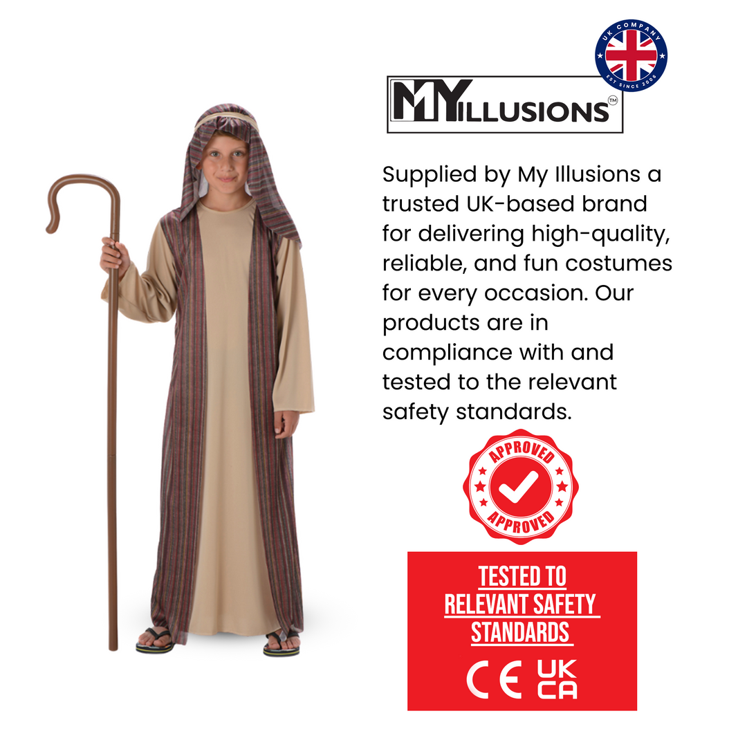 Boys Brown Shepherd Kids Nativity Fancy Dress Costume