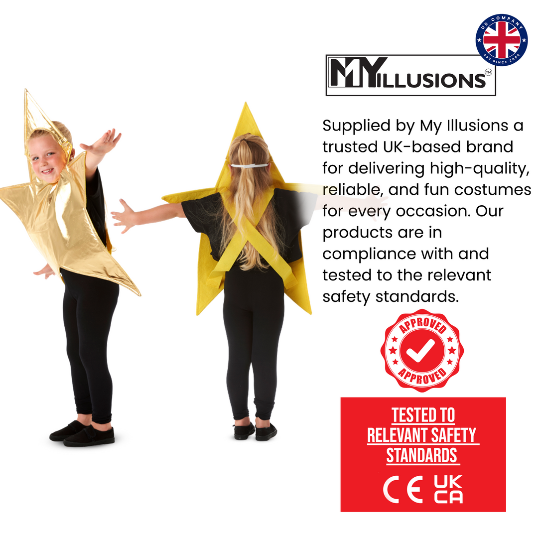 Kids Gold Star Nativity Fancy Dress Christmas Costume (4-7 Years)