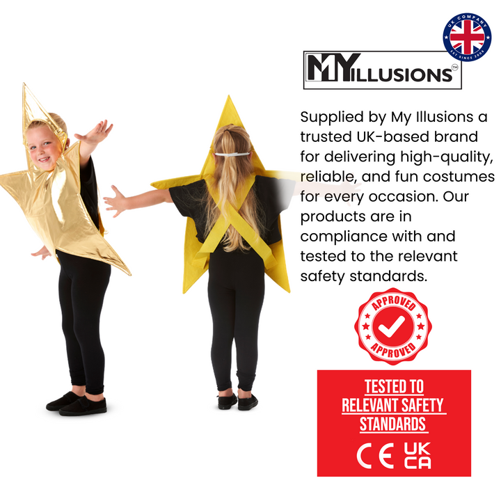 Kids Gold Star Nativity Fancy Dress Christmas Costume (4-7 Years)