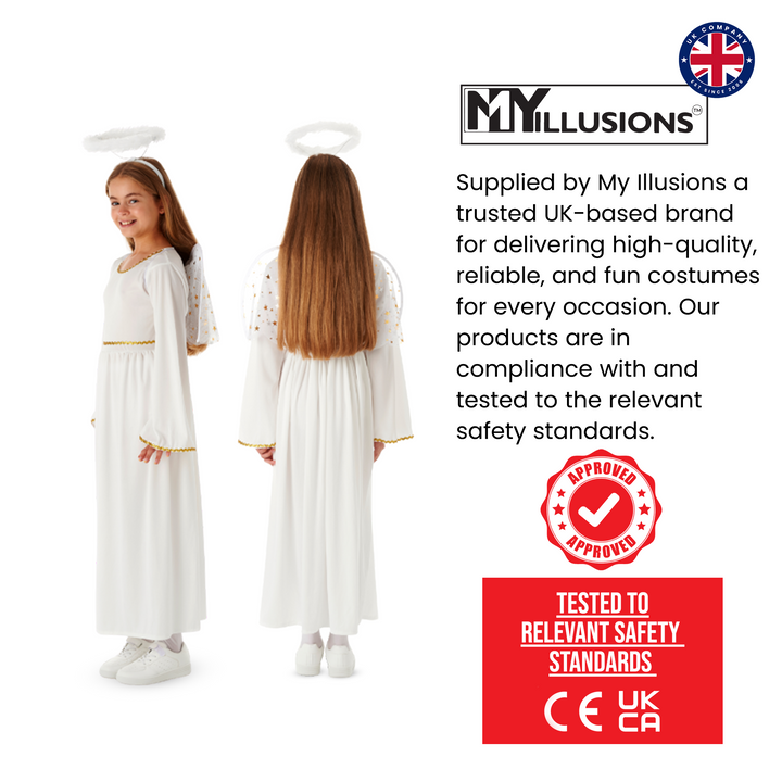 Girls Heavenly Angel Nativity Fancy Dress Kids Christmas Costume