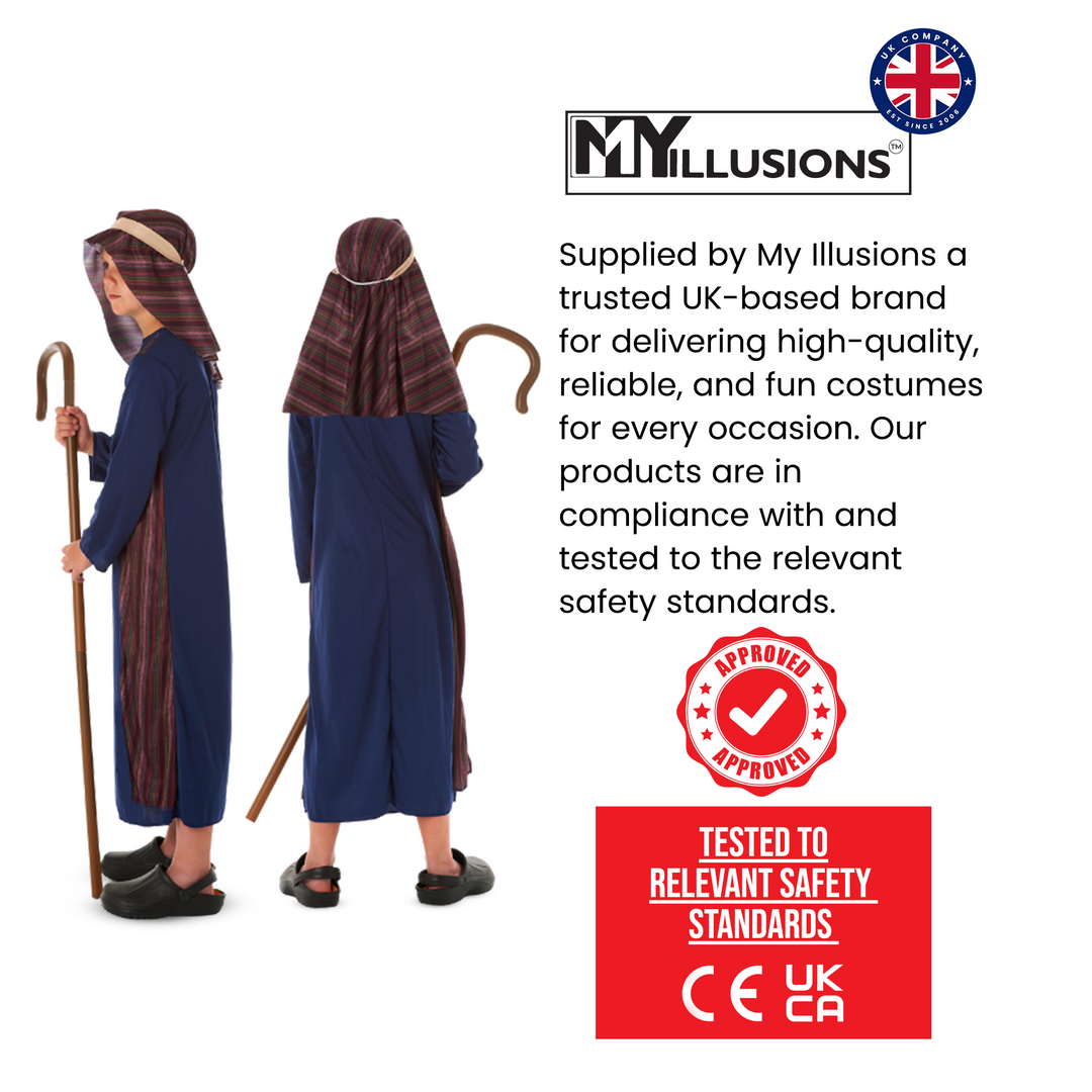 Boys Blue Shepherd Kids Nativity Fancy Dress Costume