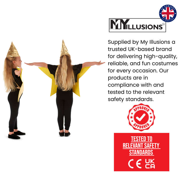 Kids Deluxe Gold Star Nativity Fancy Dress Costume (3-6 Years)