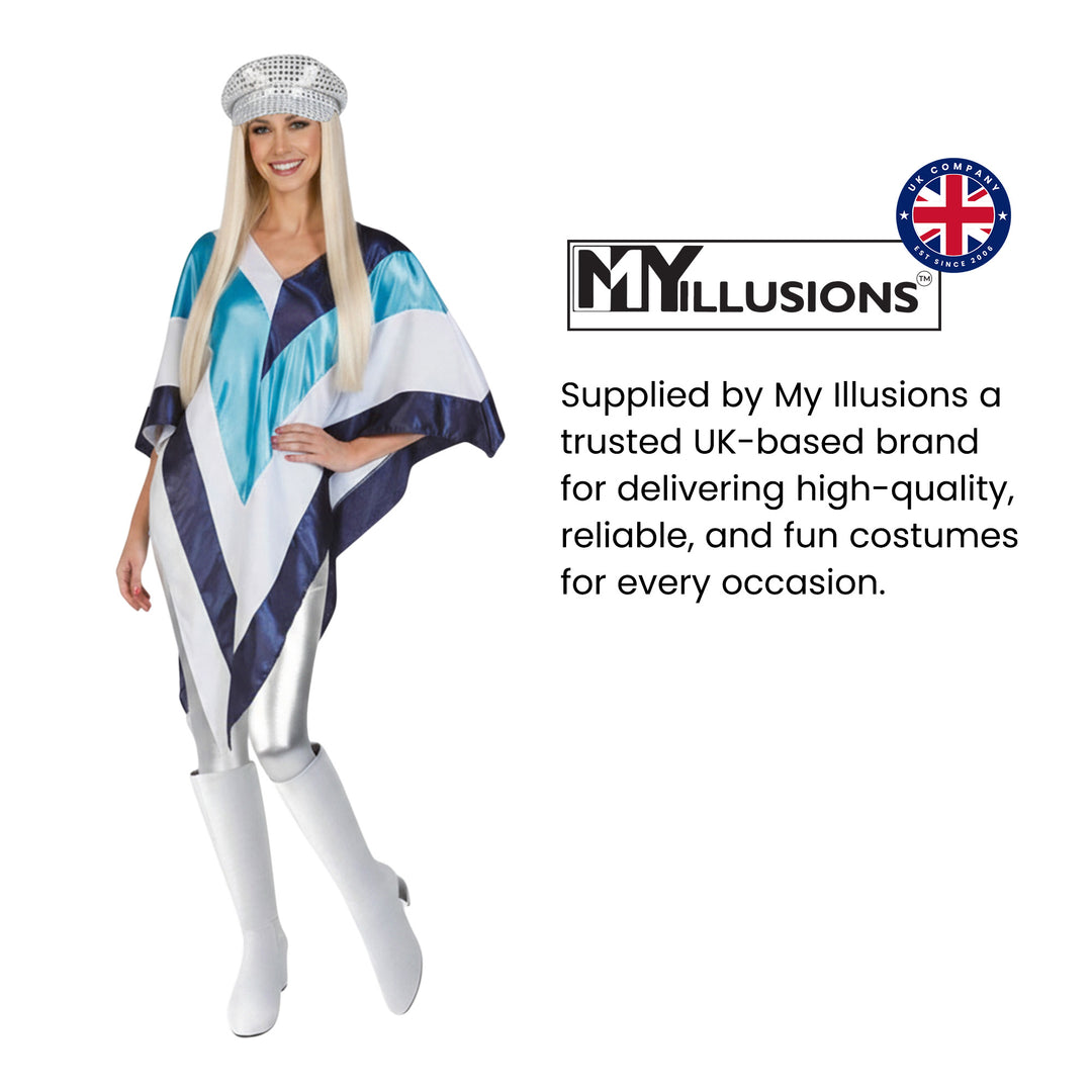 Ladies Disco Poncho 1970s Fancy Dress Costume