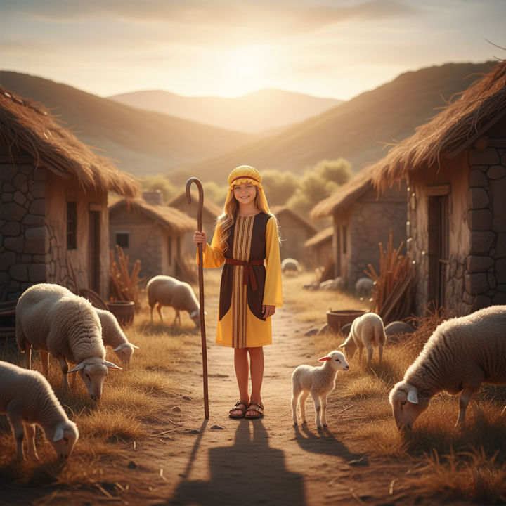 Girls Brown Shepherd Nativity Fancy Dress Costume