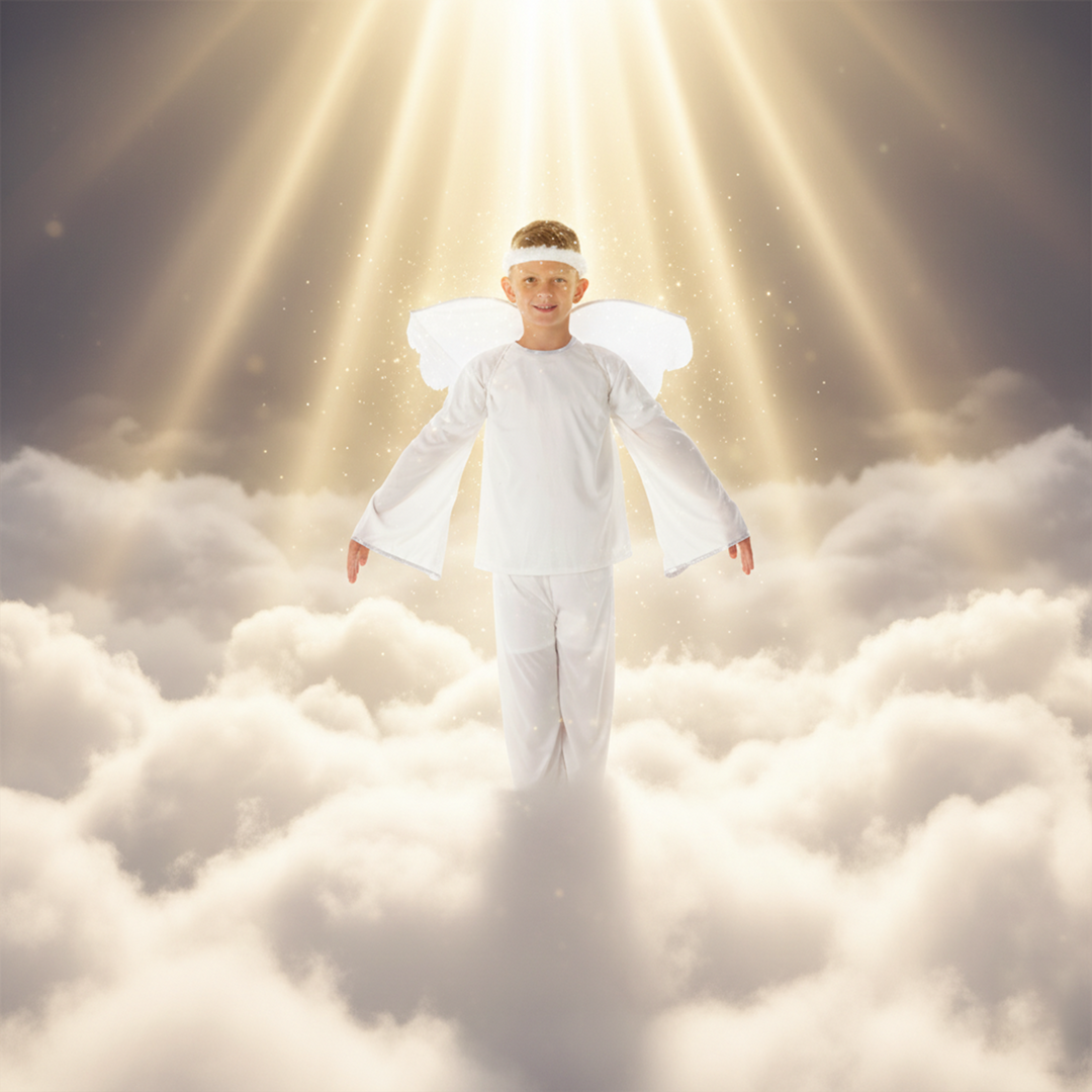 Boys Shining Angel Kids Nativity Fancy Dress Christmas Costume