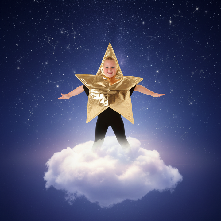 Kids Gold Star Nativity Fancy Dress Christmas Costume (4-7 Years)