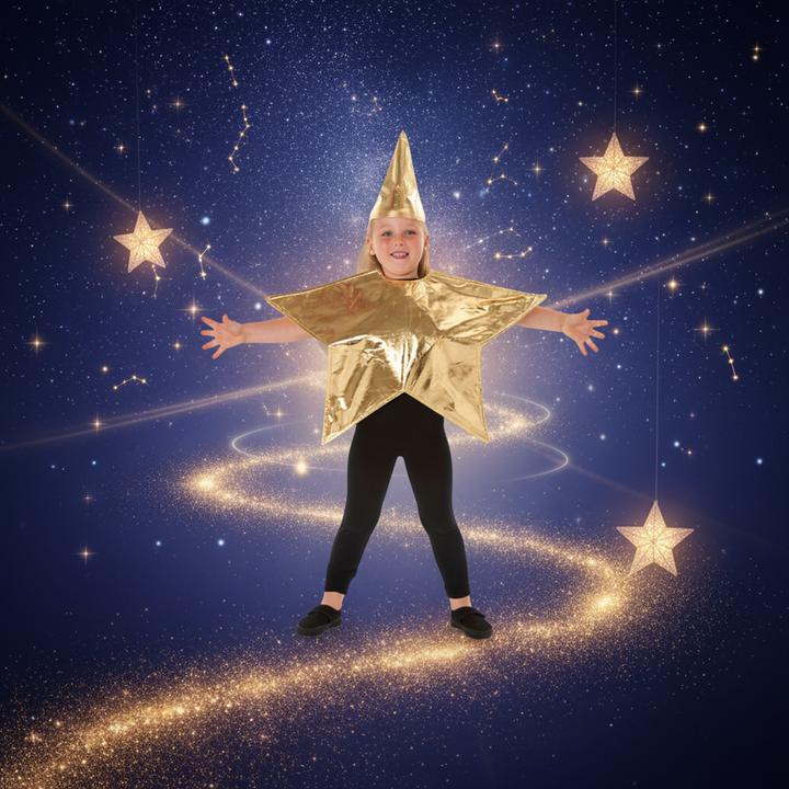 Kids Deluxe Gold Star Nativity Fancy Dress Costume (3-6 Years)