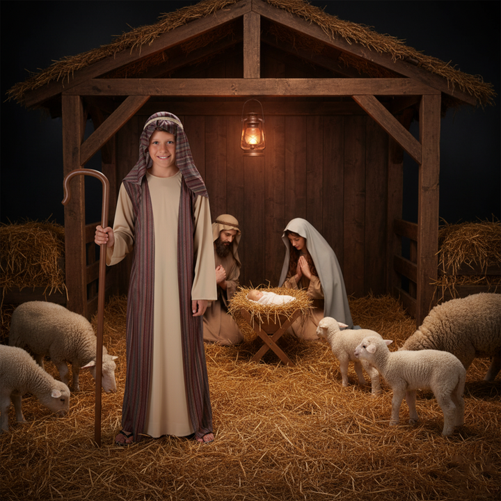 Boys Brown Shepherd Kids Nativity Fancy Dress Costume