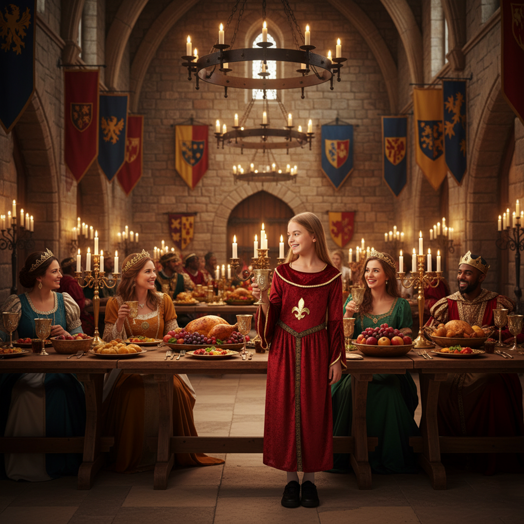 Red Tudor Girl Kids Historical Book Day Fancy Dress Costume