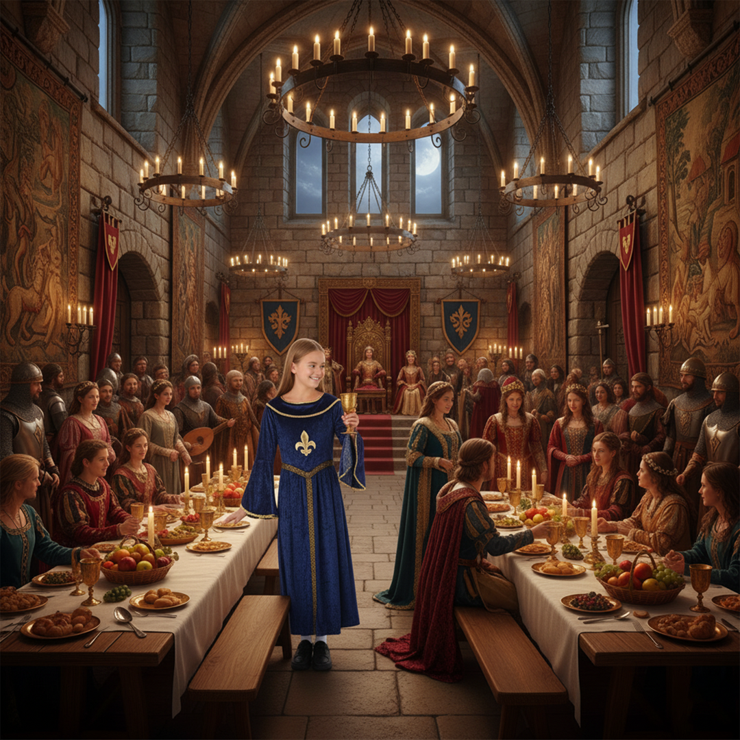 Blue Tudor Girl Kids Historical Book Day Fancy Dress Costume