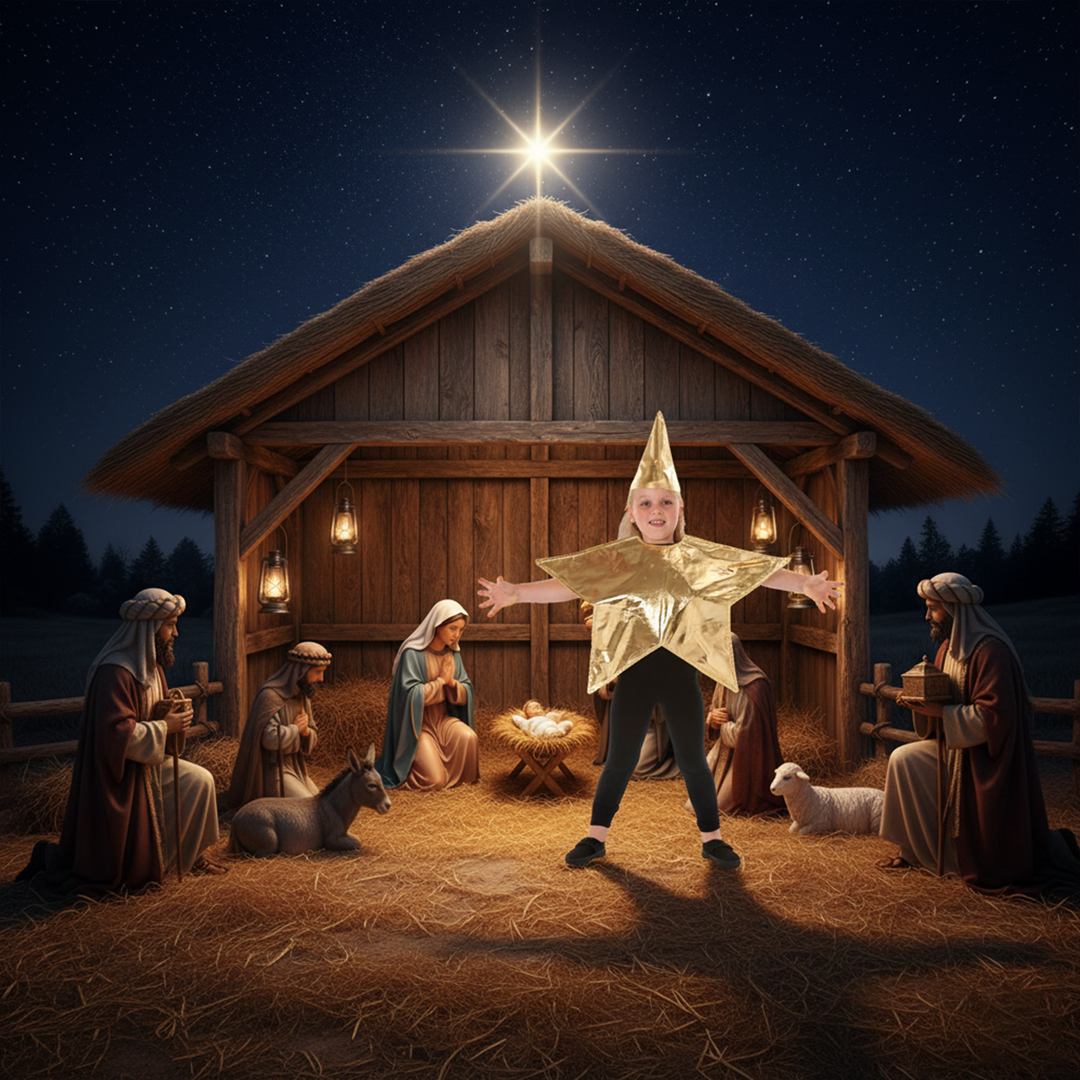 Kids Deluxe Gold Star Nativity Fancy Dress Costume (3-6 Years)