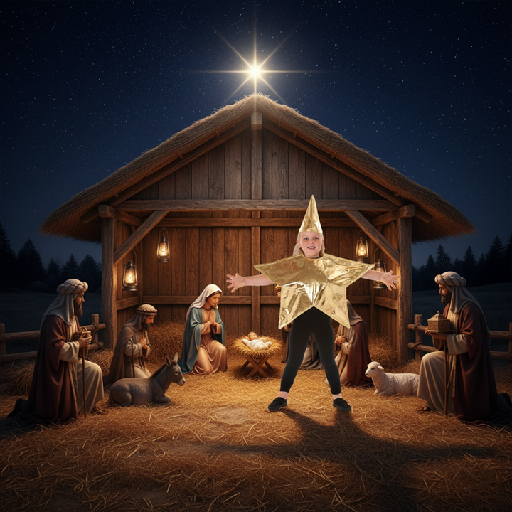 Kids Deluxe Gold Star Nativity Fancy Dress Costume (3-6 Years)