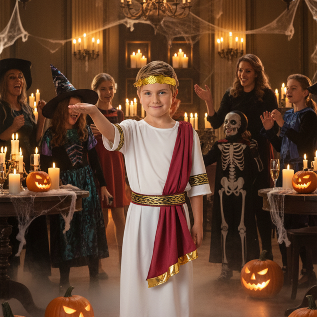 Imperial Roman Emperor Boys Fancy Dress Historical Costume
