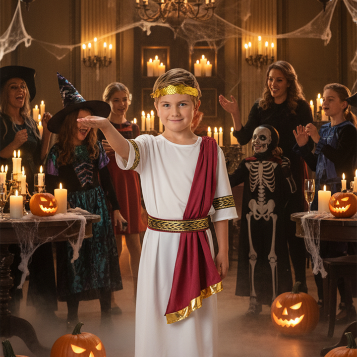 Imperial Roman Emperor Boys Fancy Dress Historical Costume