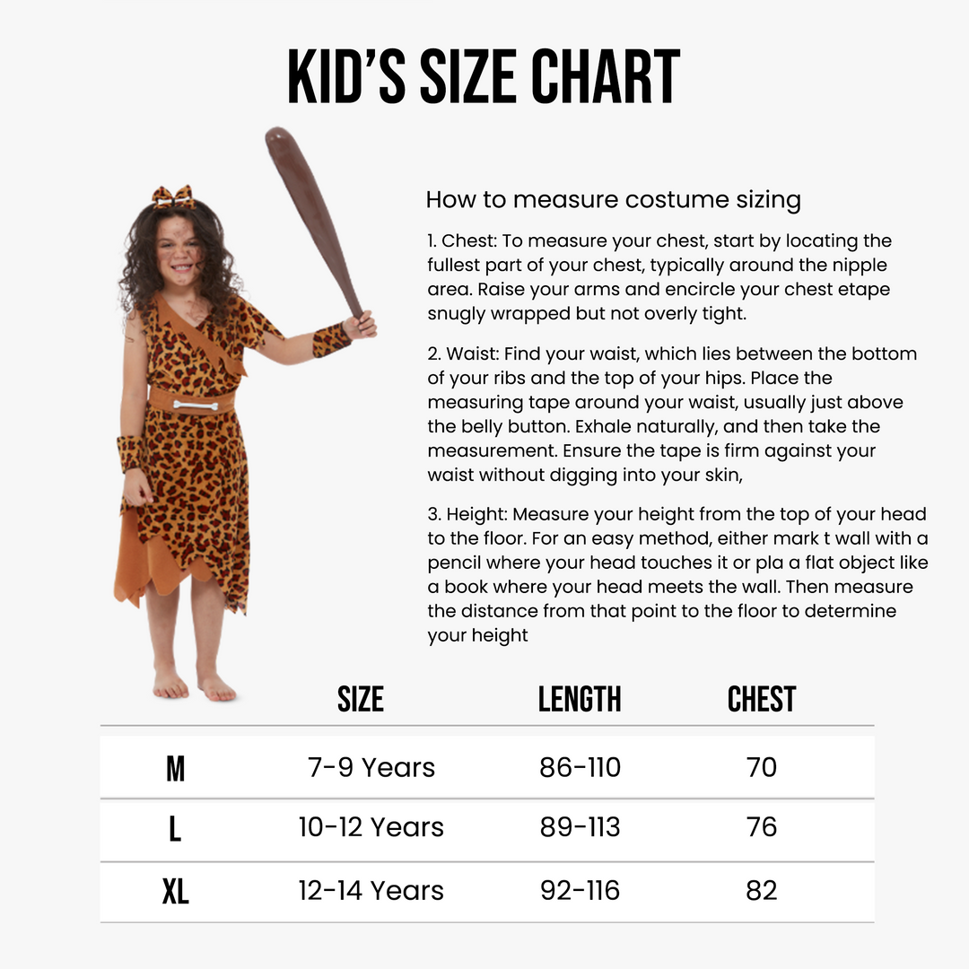 Kids Cave Girl Prehistoric Fancy Dress Costume