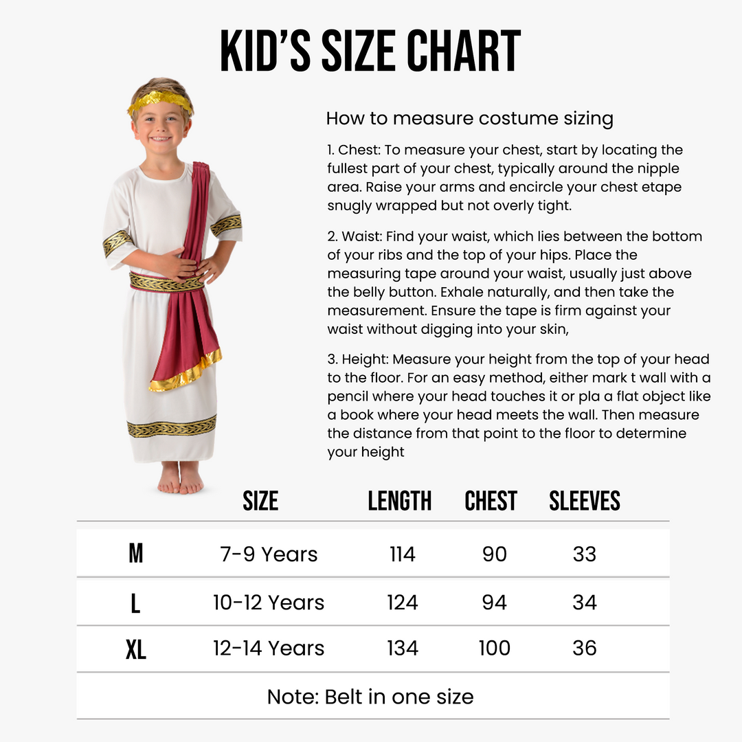 Imperial Roman Emperor Boys Fancy Dress Historical Costume