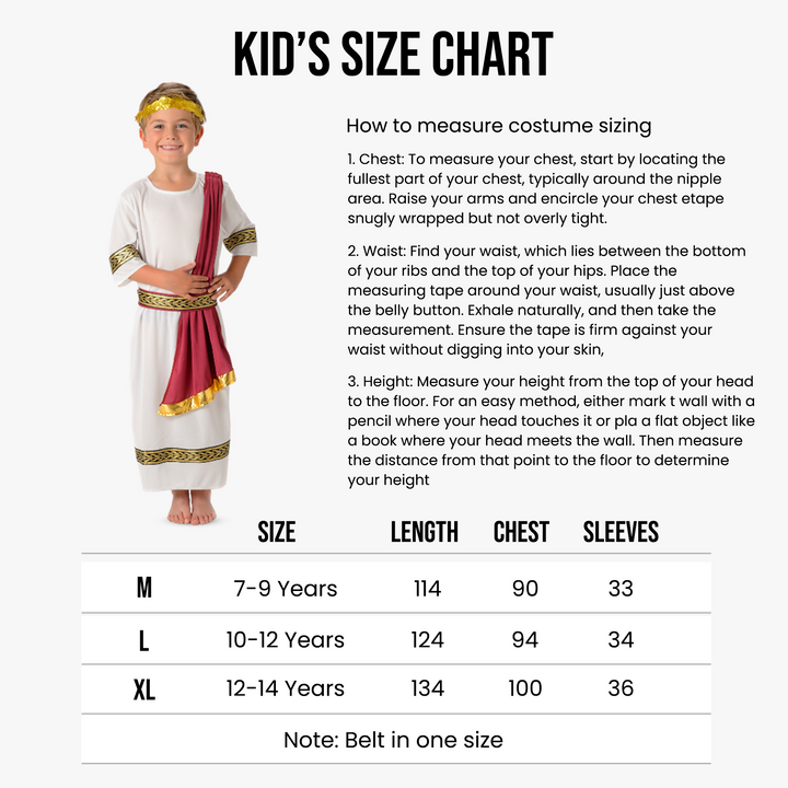 Imperial Roman Emperor Boys Fancy Dress Historical Costume