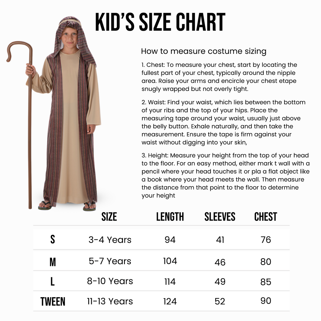 Boys Brown Shepherd Kids Nativity Fancy Dress Costume