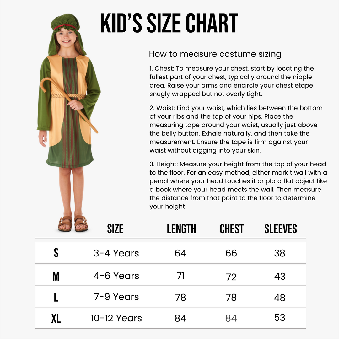 Girls Green Shepherd Nativity Fancy Dress Costume