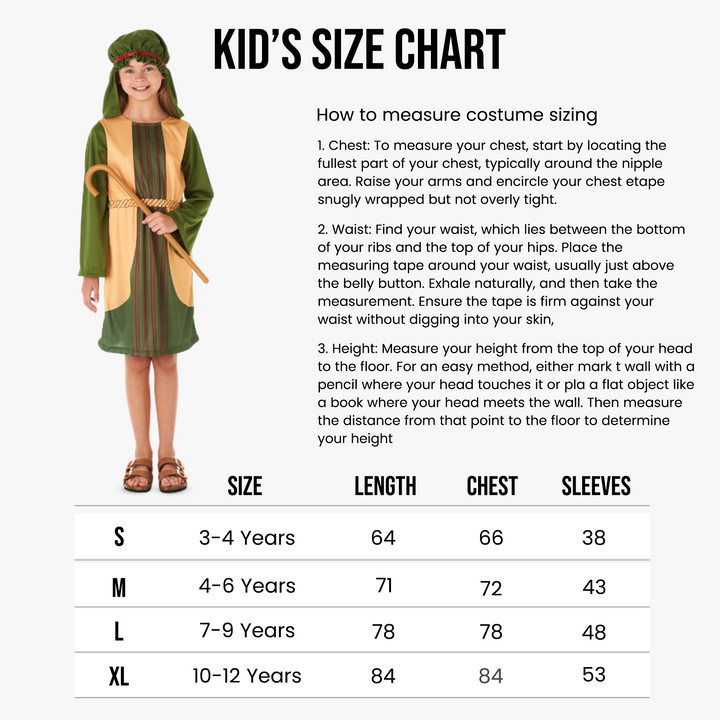 Girls Green Shepherd Nativity Fancy Dress Costume