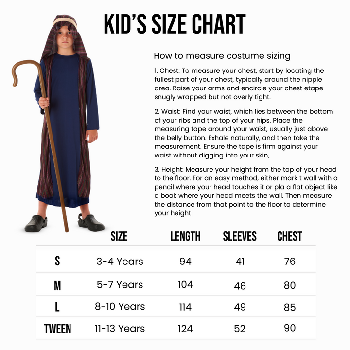 Boys Blue Shepherd Kids Nativity Fancy Dress Costume